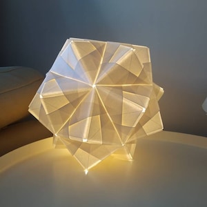 Origami lamp, Japanese lamp, Handmade paper lamp, Paper table lamp,Modular origami lamp, Origami table lamp,Origami lamp shade,Nursery light image 5