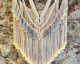 Unique Boho Macramé Wall Hanging, Large Neutral Wall Decor, Contemporary Wall Art, Boho Bedroom Decoration, Handmade Cotton Wall Hanging