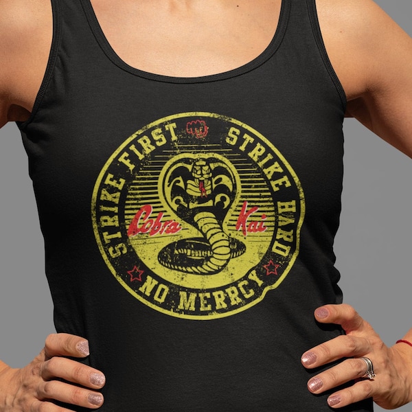Cobra Kai, Movie-inspired Tank Top Distressed Logo. Ask For Other Colours Or Sweatshirt, Hoodie or V-Neck T-shirt
