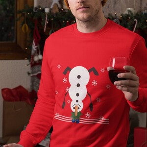 Upside down outlet snowman christmas sweater