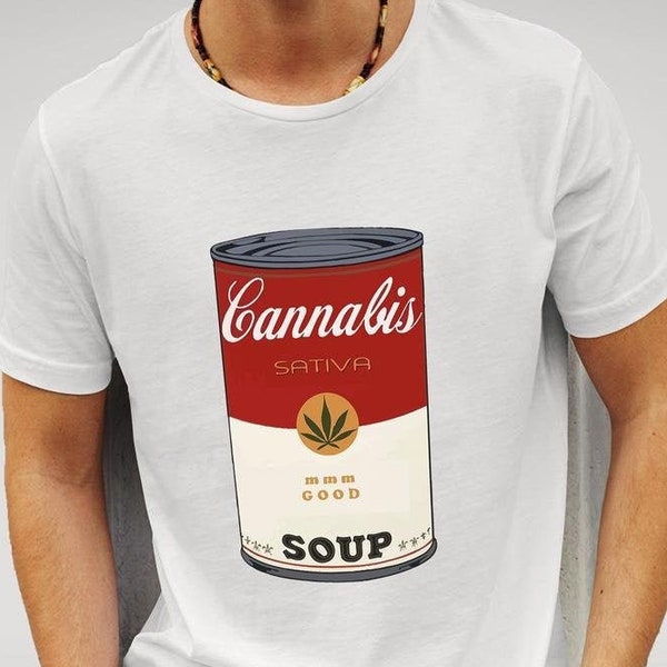 Cannabis Soup Can Weed Funny T-Shirt - ask for other colours, V-Neck, Sweatshirt, Hoodie or tank top