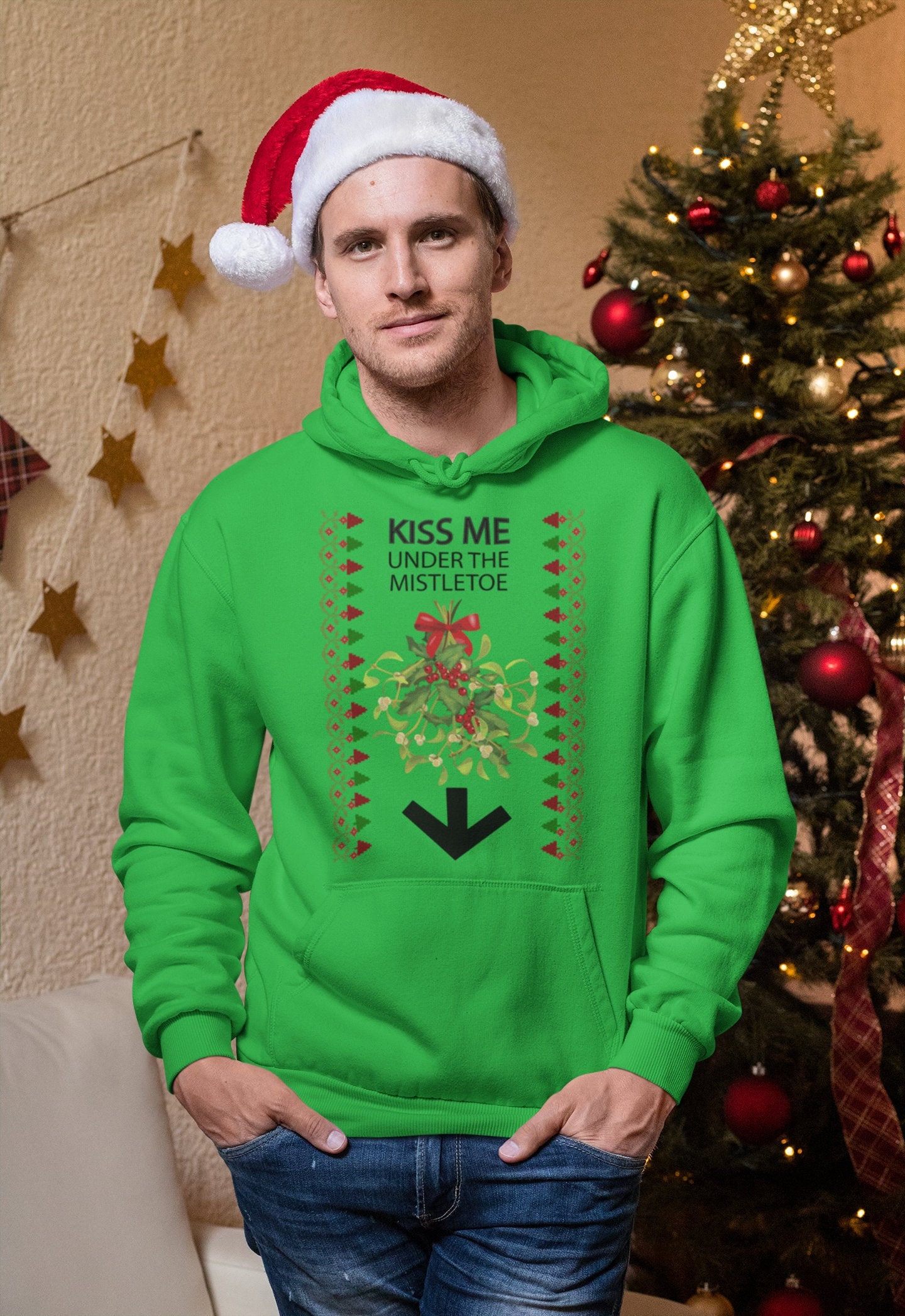 Ugly christmas sweater kiss me under the clearance mistletoe