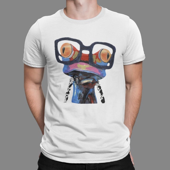 Colorida rana de anime de arte con gafas camiseta de cuello - Etsy España Colorida rana de anime de arte con gafas camiseta de cuello - Etsy España