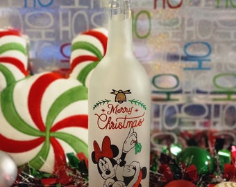 Christmas wine bottle-Mickey-Minnie-wine bottle-Christmas decorations-Mickey Mouse-Minnie Mouse-light up-Merry Christmas-Disney inspired
