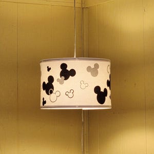 Pendant light, hanging lamp, Mickey icon, decorative shade, disney inspired, shade, round, home decor, mouse design