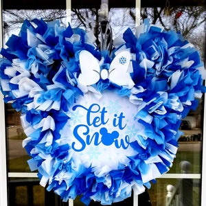 Wreath Minnie Mouse-Minnie-wreath-Disney wreath-Mickey mouse-Mickey wreath-let it snow-winter wreath-disney-disney decor-snowflake-mickey