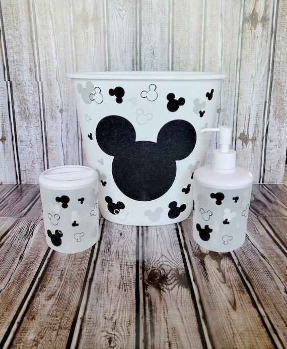 Bathroom soap Dispenser wastebasket toothbrush Holder mickey Mouse disney waste Can trash Can mickey Bathroom disney Bathroom bathroom Set Etsy