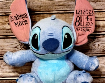 Peluche Stitch personalizzato, regalo di annuncio di nascita personalizzato