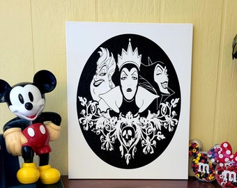 Quadro su tela Arte Cattivi-Ursula-Regina Cattiva-Malefica-disney-cattivi disney-regalo-disney arredamento-regalo disney-tela-immagine disney