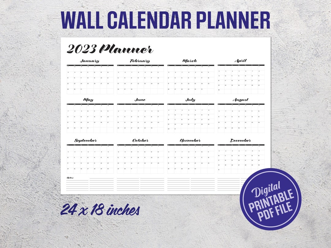 2023 Wall Calendar and Planner Printable Wall Calendar 24 X 18 Inches