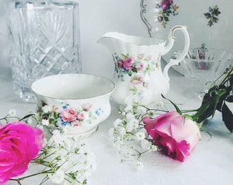 Moss Rose Handled Bowl On Sale Vintage Tilso Oval Dish Floral Basket White with Gold Highlights Ruffled Porcelain