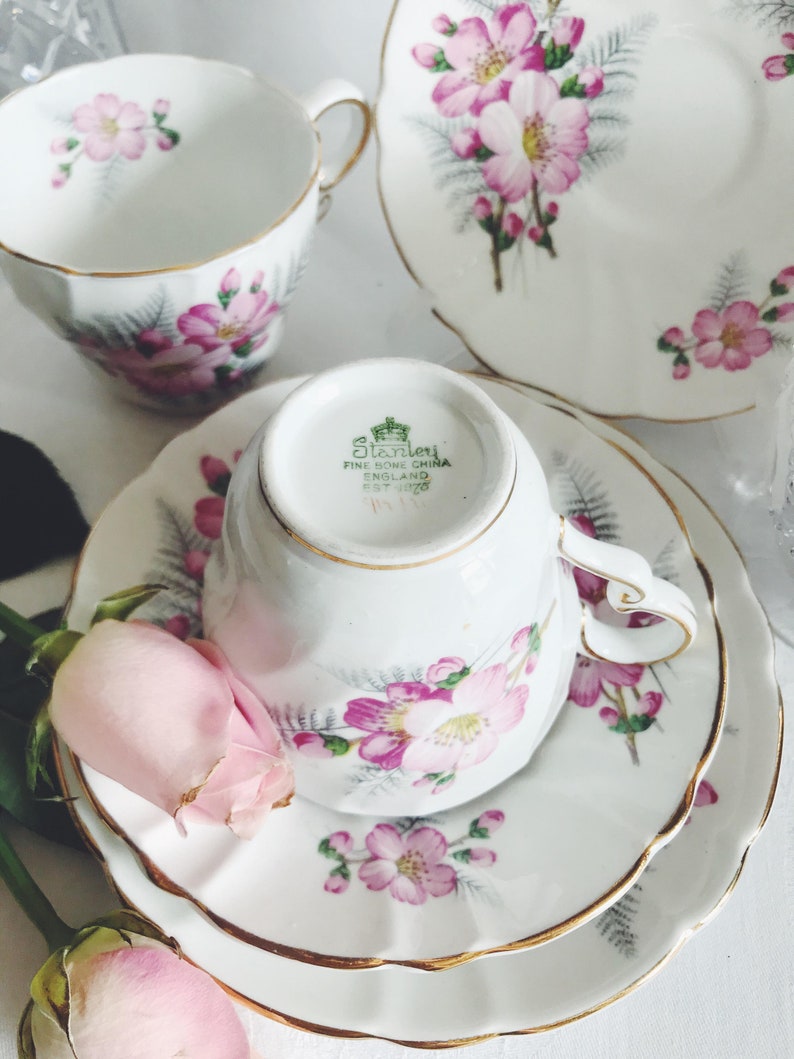 Vintage Stanley Floral Trio Fine Bone China 1960s. Etsy