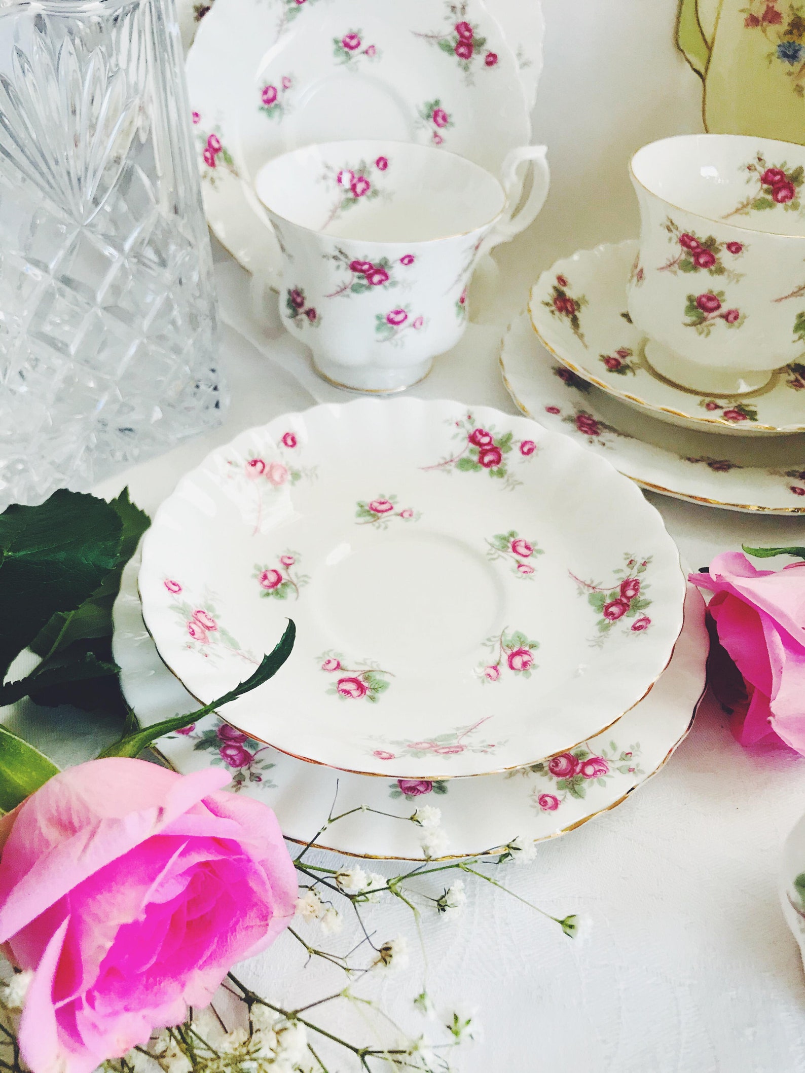 Vintage Richmond Bone China Trio Rose Time Made Etsy