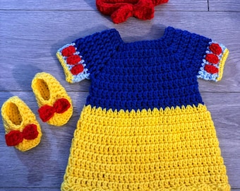 Snow White inspired Princess Crochet Costume Photo Prop Baby Photoshoot