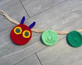 Hungrige Raupe Girlande Handgefertigte Häkelarbeit Wimpelkette Smash Party Banner Baby Kinderzimmer