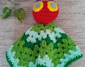 SALE*** The Very Hungry Caterpillar Crochet Knitted Baby Lovey Photo Prop Baby Shower Lovie Security Blanket