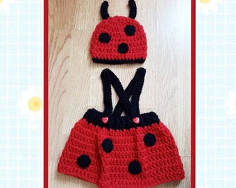 Ladybird Knitted Baby Photoshoot Outfit Little Miss Ladybug Baby Pregnancy Reveal Baby Milestone