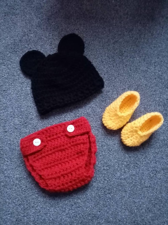 Mickey Mouse inspirado beb sesi n de fotos traje crochet beb