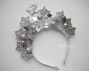 Silver Star Crown Headband - Handmade Celestial Headpiece