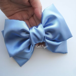 Baby Blue Satin Hair Bow for Women or Girls 9 colors Large Satin Blue Color Hair Bow Sky Blue Hair Bow Barrette Large Hair Bow Adult