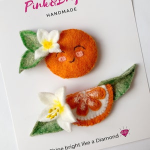 Orange Fruit Hair Clip Set of 2 Little Cutie Orange Barrettes Citrus Birthday Party Favor Lemon Baby Shower Orange Clementine Accessories