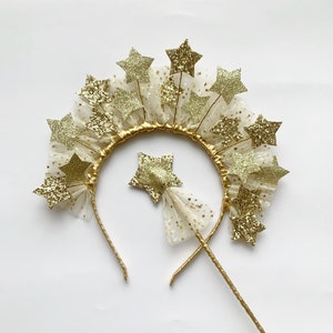 Gold Star Headband Girl Toddler Adult Galaxy Star Headband Christmas Star Headband Holiday Headwear Party Accessories Star Cown Headpiece