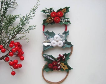 Baby's First Christmas Headband | Felt Holly, Candy Cane Costume  Headpiece