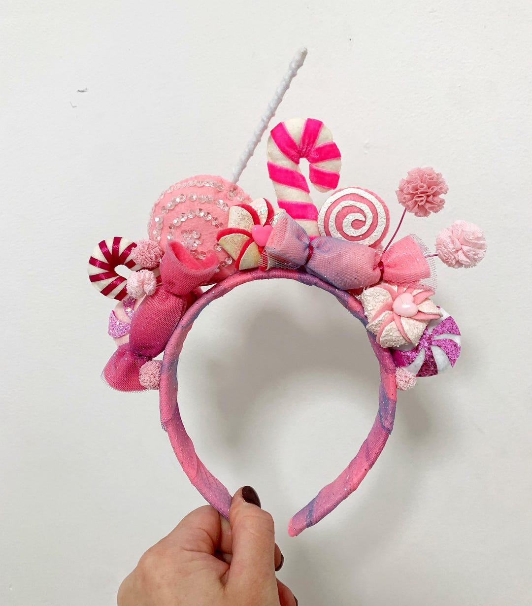 Candy Headband Set Fabric Wide Pink Red White Rhinestones Girls Hair Accessories Amazon.com : FROG SAC Pink Bow Headband for Girls  main image 3