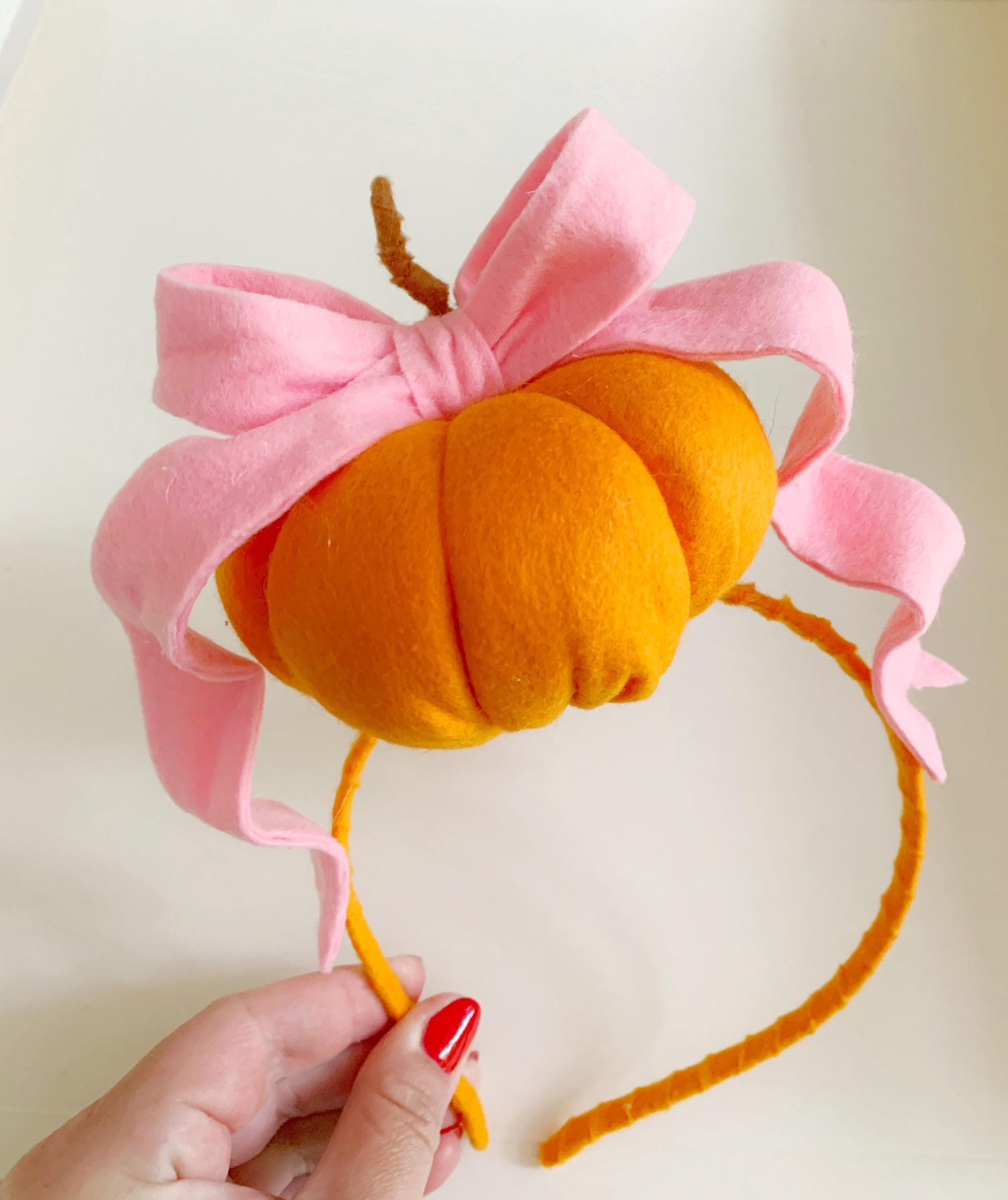 Large Pumpkin Headband With Bow, Halloween Costume Fascinator Etsy