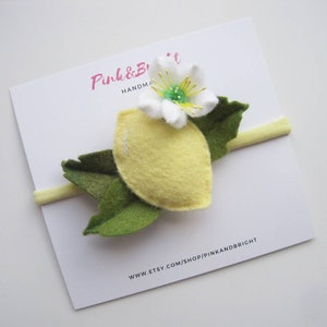 Lemon Headband Baby Girl Lemonade First Birthday Fruit Headband Lemon Hair Clip Picnic Yellow Headband Baby Shower Lemon Birthday Outfit