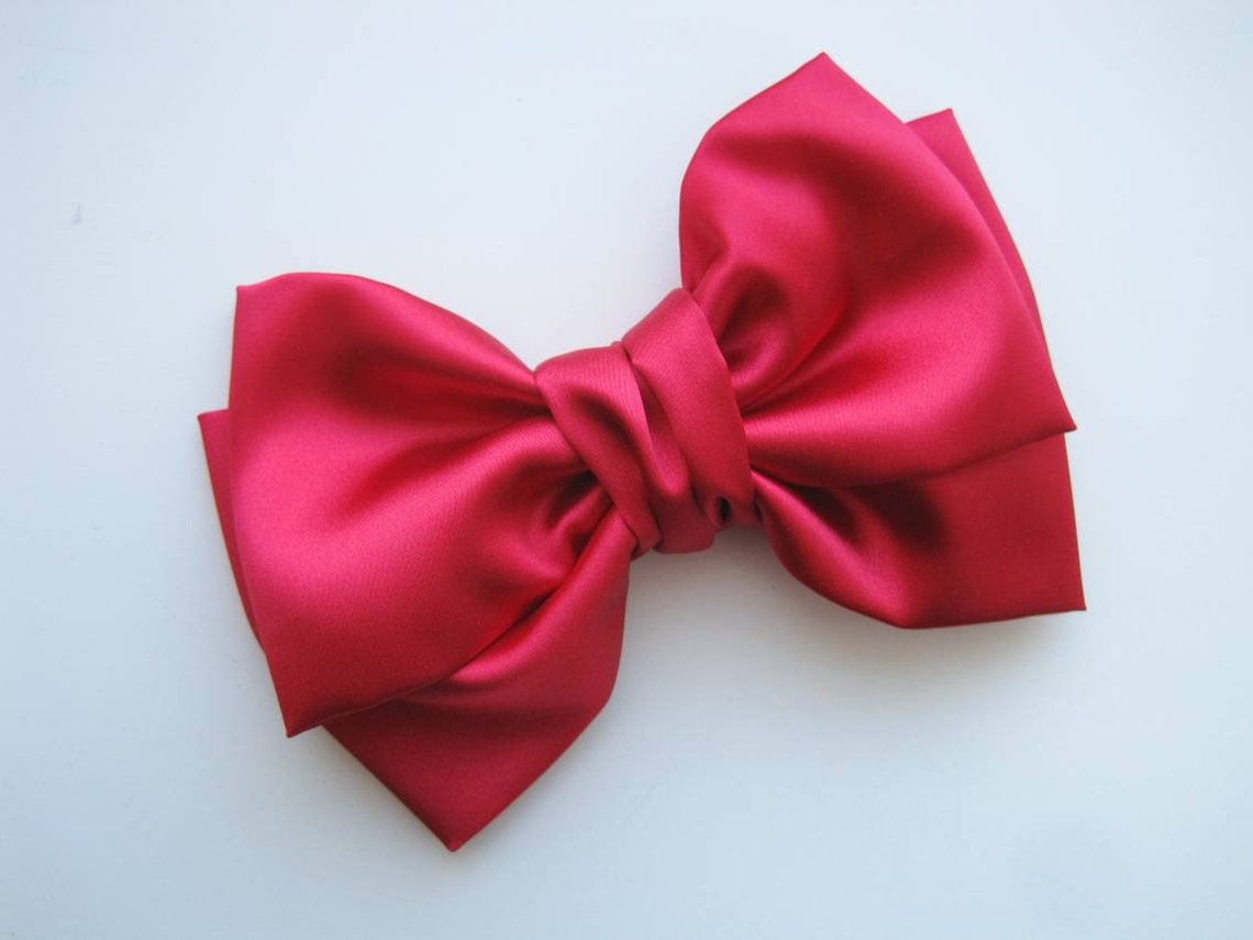 Red Satin Hair Bow for Women or Girls Large Satin Pink-Red | Etsy