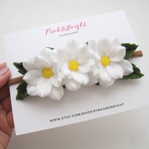 White Daisy Flowers Headband Daisy Headband Baby Girl Toddler Felt Floral Headband Daisy Crown Daisy Headpiece Felt Flower Crown Spring