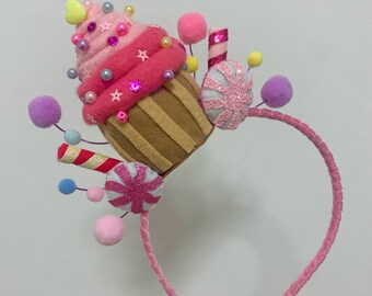 Cupcake Headband Candyland Party Dress up Candy Headpiece Candy Birthday Outfit Candy Party Hat Cupcake Tiara Candyland Fascinator