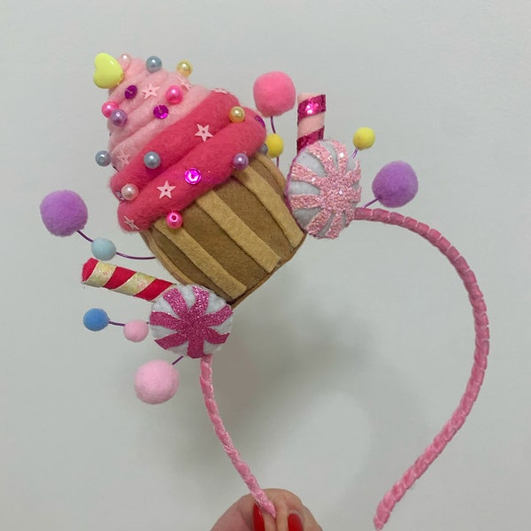 Cupcake Headband Candyland Party Dress up Candy Headpiece Candy Birthday Outfit Candy Party Hat Cupcake Tiara Candyland Fascinator