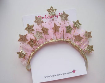 Twinkle Twinkle Little Star Baby Shower Headband Pink and Gold Little Star First Birthday Outfit Gifts for Kids Girls Dress up Star Costume