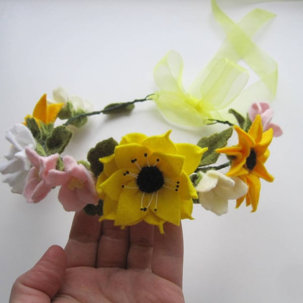 Sunflower and Daisy Flower Crown Etsy