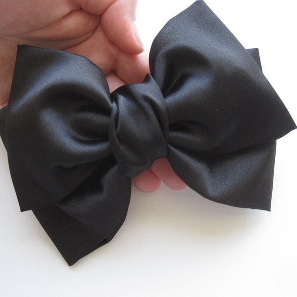 Black Satin Hair Bow for Women and Girls 9 colors Large Satin Black Hair Bow Black Hair Bow Barrette Large Satin Hair Bow for Wedding