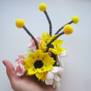 Baby Bee Flower Crown Headband, First Bee Day Outfit afbeelding 6