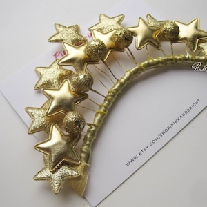 Star Crown Headpiece Gold Star Headband Baby Star Crown for Girl First Birthday Crown Gold Christmas Outfit Baby Twinkle Twinkle Little Star