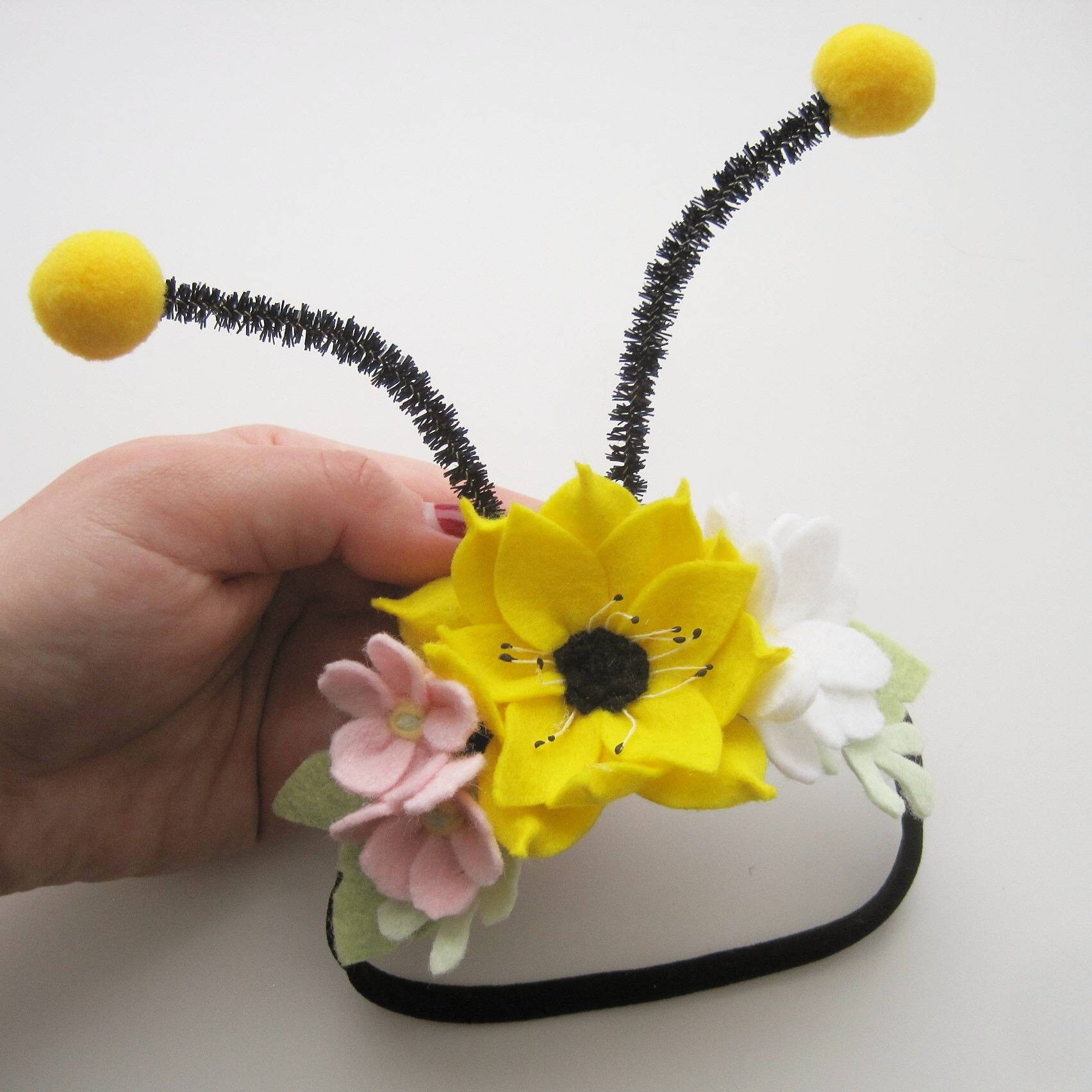 Bumble Bee Headband Baby First Bee Birthday Flower Crown Felt Etsy