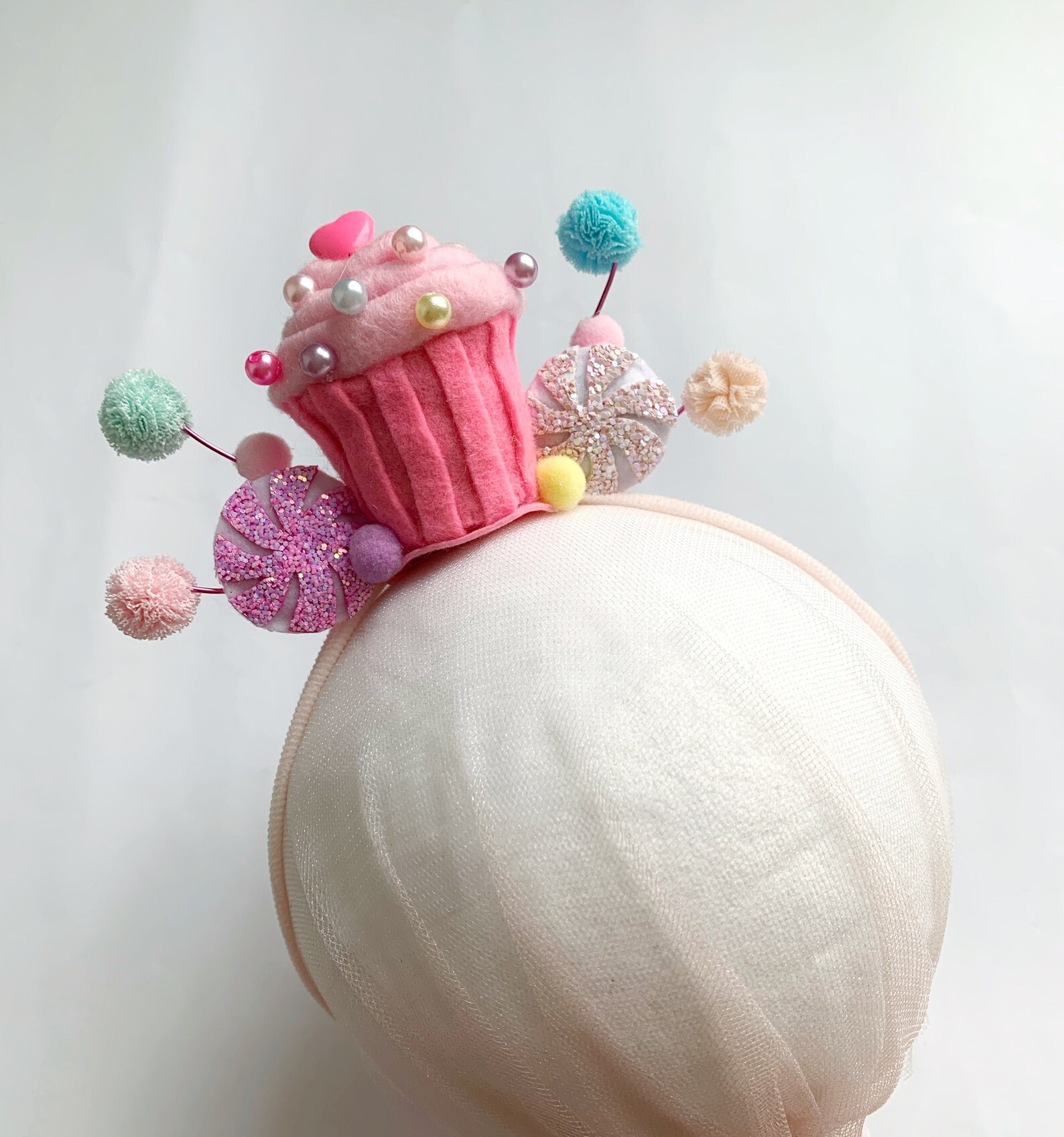 Tiny Pink Cupcake Headband for Baby Girl