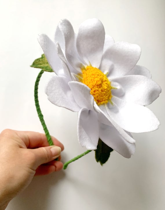 White felt oversized flower headband Diy Floral Headband · How To Make A Flower Crown · Jewelry  main image 3