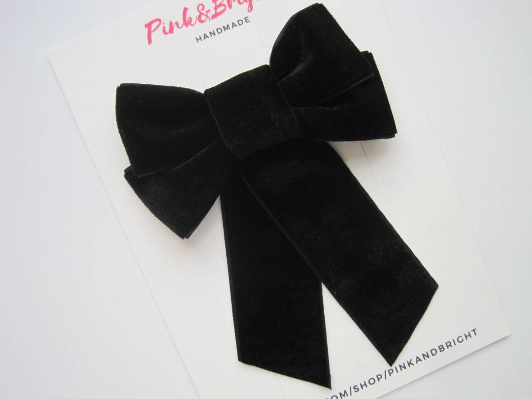 Long Velvet Hair Bow Black Velvet Hair Bow Black Hair Clip Hair Bow for