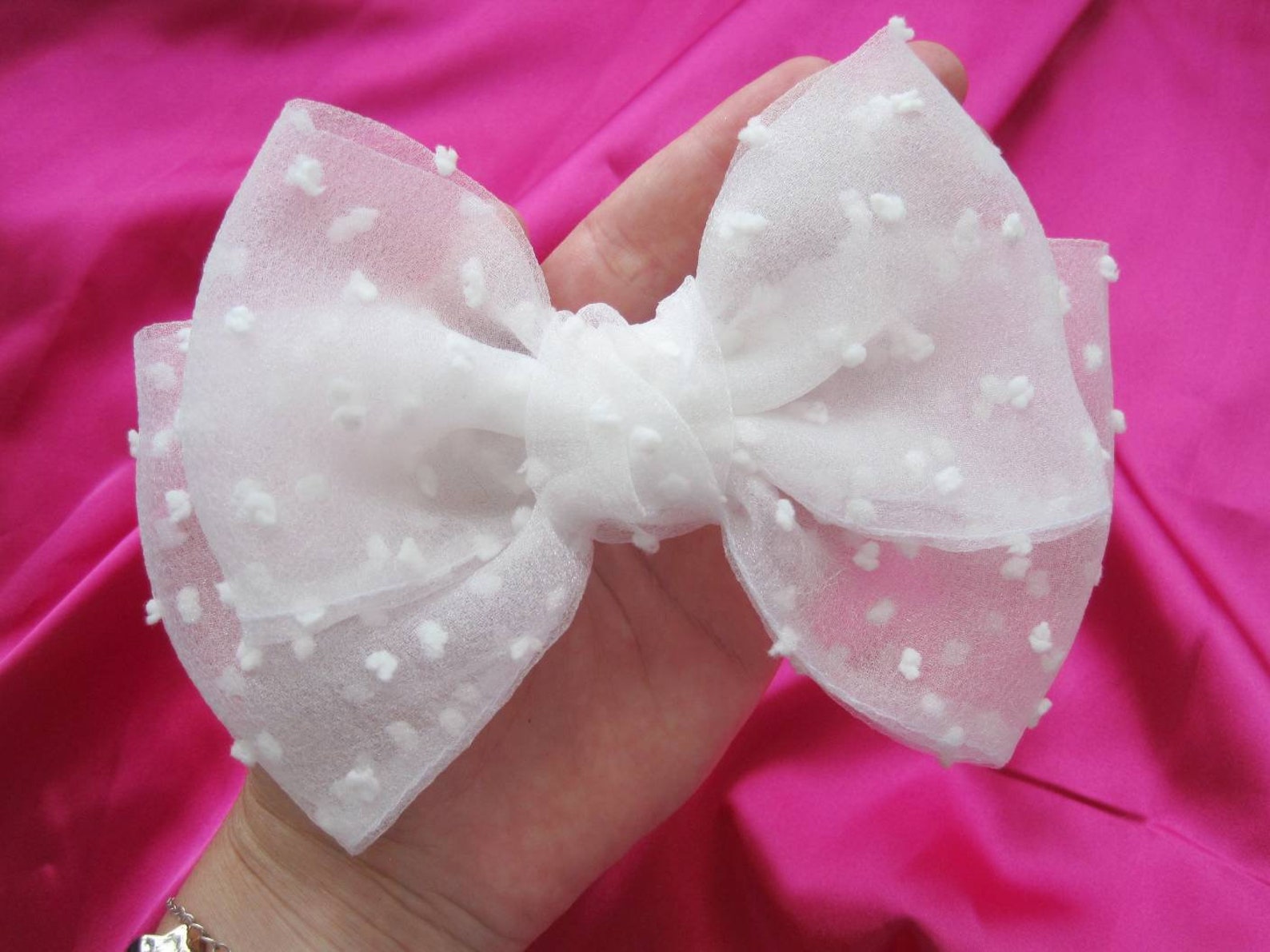 White Organza Hair Bow for Women or Girl Oversized Hair Bow Etsy