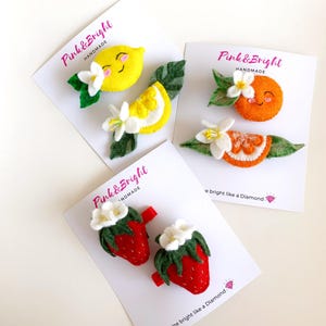 Fruit Hair Clip Bow Set Lemon Hair Clip Strawberry Hair Clip Orange Hair Clip Fruit Hair Accessory for Girl Toddler Adult Pigtail Bows