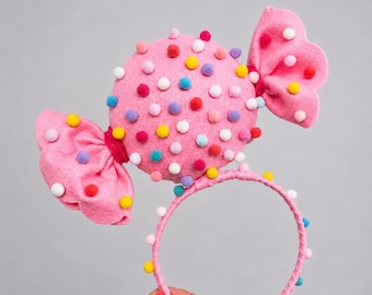 Bandeau bibi rose bonbon, nœud papillon, pour fille ou adulte