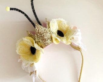 値下げ！新品！Queen Bee ジェリーキャット クイーンビー ハチ 王冠付き Queen Bee Crown, Gold Rhinestone Bumblebee Headband, Yellow Honey