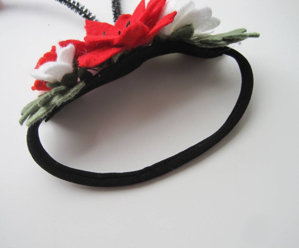 Ladybug Headband with Antennas Red Flower Ladybug Birthday Etsy