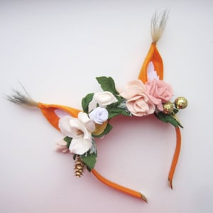 Fox Headband Fox Ear Flower Crown Fox Birthday Party Photo Prop Baby Woodland Ears Fox Ears Squirrel Headband Gifts for Kids Girls Dress up