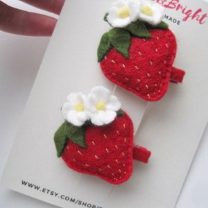 Strawberry Hair Clips Girl Strawberry Hair Accessories Strawberry Birthday Outfit Strawberry Bow Clip Strawberry Milk Bath Props Cake Smash